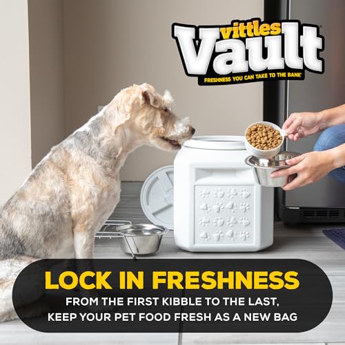 Gamma2 Vittles Vault Pet Food Storage Containers - Sealed Dog and Cat Food Storage Container, Fits up to 25lbs, Made in the USA - [12"L x 13.75"H] | Made in USA, 12 inch long by 13.75 inch tall, airtight lid keeps kibble fresh and pests out, a durable pan