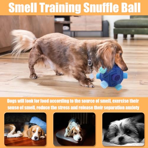 Dog Snuffle Ball-Interactive Puzzle Dog Toys Encourage Natural Foraging Skills Slow Feeder for Training and Stress Relief, Cloth Strip Hiding Food Treat Dispenser Dog Toy - color: All Blue