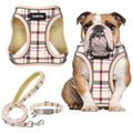 GAMUDA Small Dog Harness Collar and Leash Set, Step in No Chock No Pull Soft Mesh Adjustable Dog Vest Harnesses Plaid Reflective for Dogs Puppy Cats Kitten Rabbit (Beige, XL) - color: Beige Red, size: XL