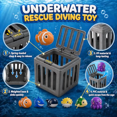 Pool Diving Toys for Kids, 6PCS Underwater Dive Rescue Toys for Pool Game | Pool Toys for Water Swimming Dive & Children's Bath, Fun Summer Floating Toys for Family Party Kid Age 3 4 5 6 7 8 9 10 11 12