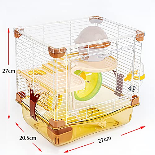 PETZHUBO Hamster Cage Small Animal Cage 2 Layers Transparent Cage Size：10.6"(W) X8.1(L) X10.6 (H) Suitable for Hamsters up to 3.5 inch in Length.（Please Note This is Mini cage that for Mini Hamster
