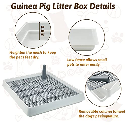 Fhiny Extra Large Rabbit Litter Box, Guinea Pig Litter Pan with Grate Plastic Small Animals Corner Tray Toilet Potty Trainer for Rabbit Bunny Chinchilla Guinea Pig Ferret Hedgehog