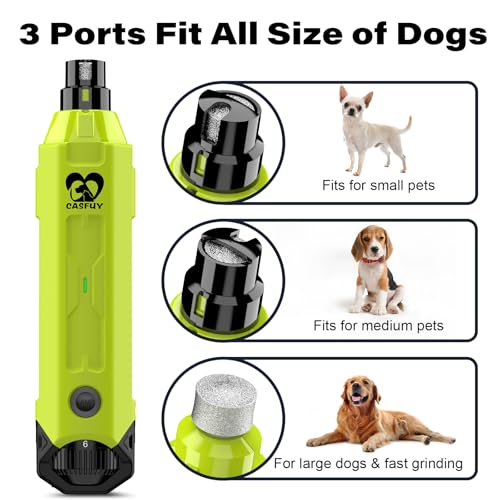 Casfuy 6-Speed Dog Nail Grinder - Newest Enhanced Pet Nail Grinder Super Quiet Rechargeable Electric Dog Nail Trimmer Painless Paws Grooming & Smoothing Tool for Large Medium Small Dogs (Green) - color: Green