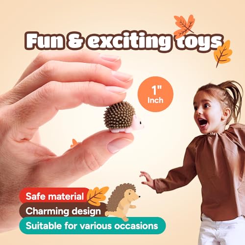 Entervending Hedgehog Toy Figurines - Wild Life Animal Figures in Gift Box - 30 Pcs - Figurines Party Favors for Kids - Cake Toppers – Woodland Decoration Playset - Cognitive Toys