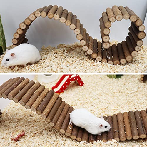 Rat Ladder Bridge, Wooden Hamster Climbing Ladder Toy, Small Animals Cage Accessories for Bird Parrot Hamster Mouse Rat Sugar Glider Hermit Crab Sugar Glider Chinchilla(23.62x3.14 Inches) - color: Willow Wood