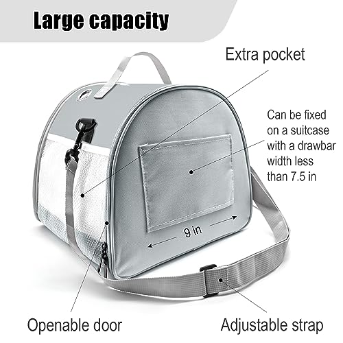 Small Animal Carrier Bag, Upgraded Portable Guinea Pig Carriers, Transparent Hamster Carrying Case, Reptile Rat Rabbit Bearded Dragon Hedgehog Carrier Bag for Travel, Hiking, Walking, Outdoor (Grey) - color: Grey