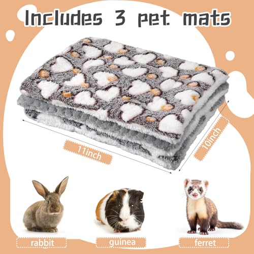 Jetec 3 Pcs Bunny Guinea Pig Beds Soft Bunny Mats Warm Guinea Pig Mat Small Animal Bed Pads Fleece Sleeping Pads for Indoor Rabbit Hamster Squirrel Hedgehog Chinchilla(Fleece,Pineapple Grid,Gray) - color: Gray, size: Fleece, style: Pineapple Grid
