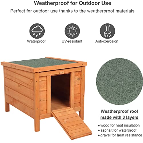 Cat House Outside, Weatherproof Wooden Bunny Rabbit Cat Hutch Outdoor Pet Cage Shelter Feral Cat House, Small Pet House and Habitats - color: Natural Wood