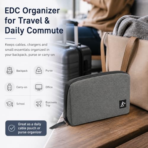 Small Electronics Organizer Travel Case, Cord and Cable Tech Bag Pouch | Compact soft tech Bag pouch for cables cords chargers earbuds and slim power bank water-resistant for travel, cruise and work - color: Grey, size: Small