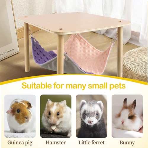BESNEW Enlarged Guinea Pig Hammock with Wooden Stand,Small Animal Hanging Bed Large Platform for Guinea Pigs Bunny Ferret Hamster Hiding Sleeping 13L x 13W x 11H in - style: Hammock with stand