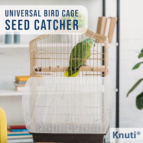 Universal Bird Cage Seed Catcher Universal Mesh Skirt Cover Stretchy Small Animal Cages Cover Pet Removable Durable Protector (White, Medium) - color: White, size: Medium