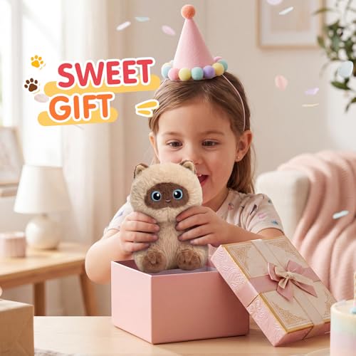 PEACH CAT Siamese Cat Stuffed Animal Cute Plush Keychain for Backpack Small Plush Pendant Toys Bag Charms Gifts for Kids & Adults - style: Siamese Cat