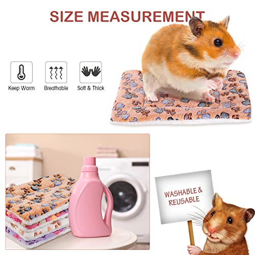 Ripeng 8 Pcs Guinea Pig Bed Mat Fleece Cat Pad Dog Crate Mat for Indoor Warm Reversible Pet Bedding for Small Animal Washable Kennel Crate Pad Cat Carrier(12.6" x 9.8",Bright Color)