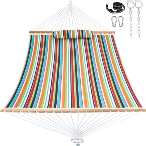 Lazy Daze 12 FT Sunbrella Quilted Hammock, Non-Fading Double Hammock | 2 Person Hammock with Pillow, Straps, Carabiners , All Weather Fade Resistant for Outside, Carousel Confetti - color: Carousel Confetti