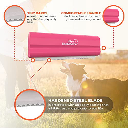 EquiGroomer 5-Inch Undercoat Deshedding Brush for Dogs & Cats, Pink | Best for dogs up to 100 lbs and cats of any size, short or long hair, stainless blade, no cutting or pulling - color: Pink, size: 5 Inch