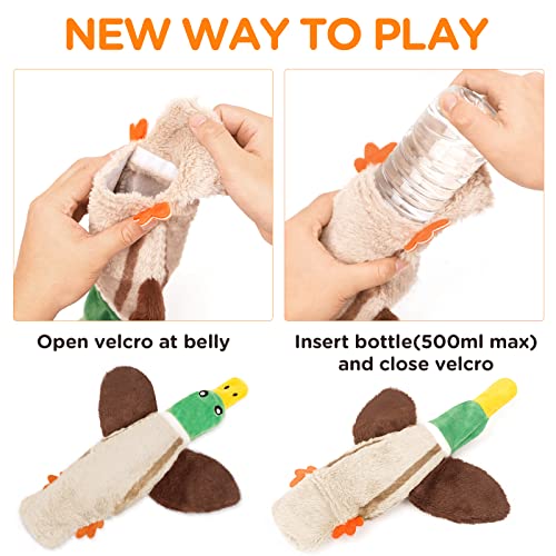 No Stuffing Dog Squeaky Chew Toy Water Bottle for Small Medium Large Breed | Crinkle Squeaker Soft Plush Toy Tough Durable Puppy Chewer Teething Chewing Interactive Keep Them Busy Best Birthday Gifts