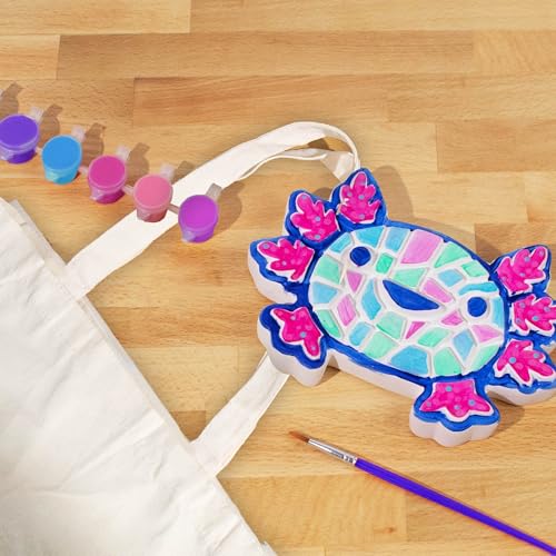Creative Roots Axolotl Stepping Stone Kit, 7-Inch Paintable Ceramic Stepping Stone, Includes 6 Acrylic Paints, Kids Crafts, Ages 8+ - style: Axolotl