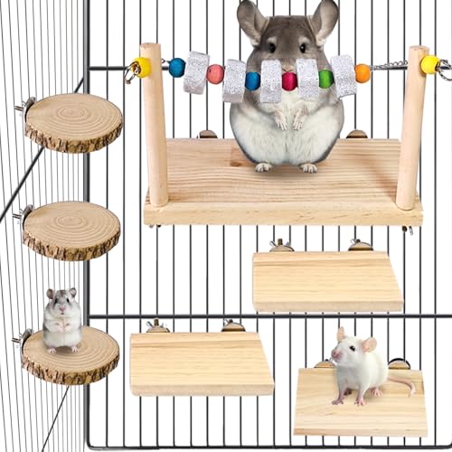 Chinchilla Platform Ledge Wood Hamster Stand Platform Board Shelf Bridge Rats Climbing Toys Cage Accessories for Chipmunks Squirrels Sugar Gliders Mice Parrots
