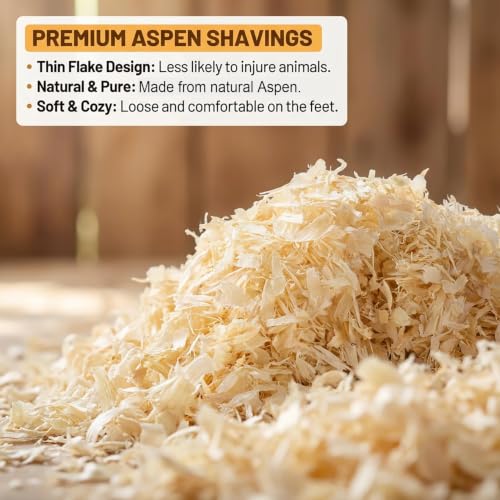 Sukh 31 OZ Chicken Coop Bedding - Aspen Shavings Small Animal Bedding | Odor Control Nesting & Winterizing Supplies for Chicken House, Small Pets, Guinea Pig, Rabbit, Chinchilla, Bird & Gerbil