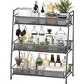 EKNITEY Bathroom Countertop Organizer Rack - 3 Tier Counter Spice Rack | Metal, Non-Slip Base, Makeup Rack, Small Coffee Station Organizer, for Sink Bedroom Kitchen Living room - color: Black