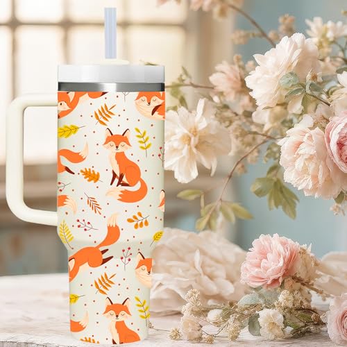 AMZUShome Foxes Gifts.40oz Fox Tumbler with Handle.Foxes Lover Cup Gift.Birthday Christmas fox Tumblers Gift for Women Men. - style: Fox