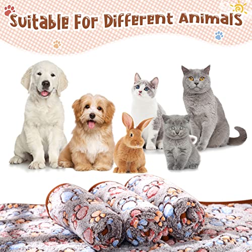 Tatuo 4 Pack Fleece Dog Blankets for Puppy Cats Multi-Size Sleep Mat for Pet Guinea Pig Soft Washable Crate Bed Puppy Teething Toys Print Pattern Warm Blanket Indoor(Black,30 x 20.5 Inch,Paw) | Soft, Washable Puppy Blankets for Cats Guinea Pig, Warm Paw P