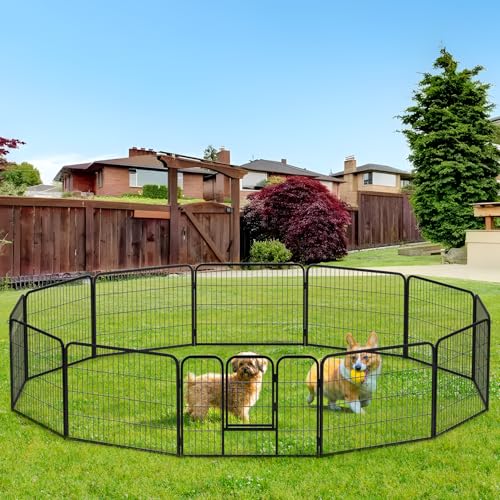 BestPet | Dog Playpen | 24 Inch, 12 Panels | Heavy Duty Metal Pet Exercise Pen | Indoor Outdoor Fence Panels | Rust-Resistant, Removable, Tool-Free Setup | Anti-Skid, Expandable Design - style: 12 panels