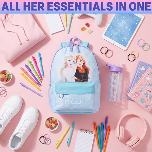 Get Trend Disney Frozen Kids Backpack with Water Bottle Set for Girls, 2 Pc 17in Bookbag with Padded Straps Gifts for Girls (Multi Frozen) - color: Multi Frozen