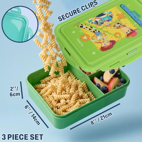 Get Trend Toy Story Boys Lunch Box 3Pc Set | Kids Insulated Lunch Bag with BPA-Free Water Bottle and Bento Box, Back to School Woody & Buzz Lightyear Gifts for Boys - color: Green/Multi Toy Story