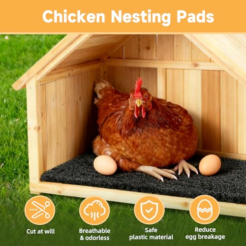 DRQ 8 Pack Chicken Nesting Pads, Washable Reusable Hen Laying Mats, Gray | 12 x 12 inch Chicken Coop Accessories, Cut to Fit Nesting Boxes, Rabbit Cages - color: Grey