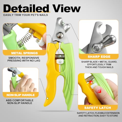 Yellow Green Large Dog Nail Clipper with Guard Dog Nail Trimmer | Stainless Steel Blade,Ergonomic Fishtail ABS Handle,Cat Nail Clipper,Cat Nail Trimmer,Cat Toenail Clipper,Pet Nail Trimmer - color: Yellow Green, size: 6.38in/16.2cm