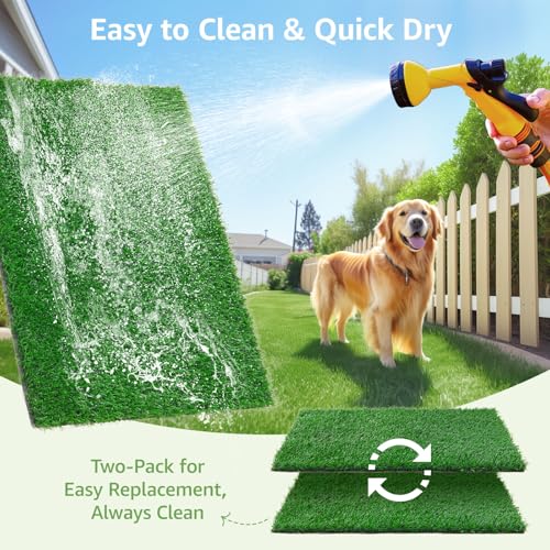 LOOBANI Dog Grass Pee Pads, 2 Pack Artificial Grass for Potty Tray, 14x18in | Replacement Turf, Pet-Friendly, Easy to Clean, Washable, Fake Grass Mat for Puppy to Pee on, Outdoor Indoor Pee Grass Patch - size: 14*18 inch