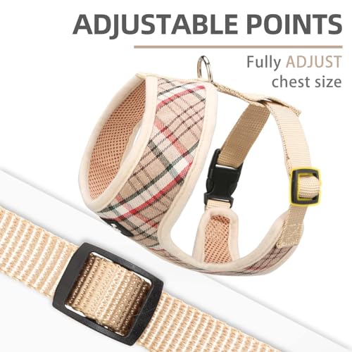 PUPTECK Soft Mesh Dog Harness and Leash Set Pet Puppy Cat Comfort Padded Vest No Pull Harnesses, Khaki, S - color: Khaki, size: S (NECK: 12", CHEST: 14"-18")