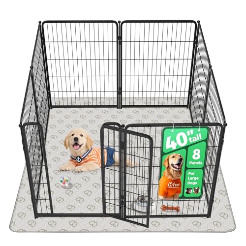FXW Homeplus Indoor Dog Playpen with Washable Pee Pad, 40" H, 8 Panels | Calm Indoor Play Area, Super Absorbent Pad for Easy Cleanup, for Medium & Large Dogs, Patented - color: Black, size: 40"H