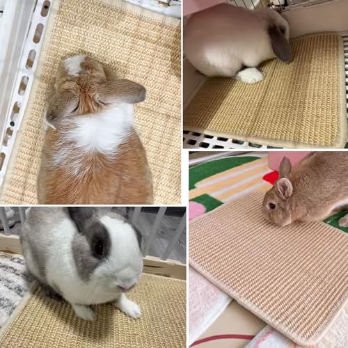 1PCS Rabbit Scratch Mat Natural Bunny Scratching Pad Claws and Teeth Care Rabbit Mats for Cages Rabbit Chew Toys for Bunny Pet Cage Bedding for Biting Sleeping Nesting, 24x16 - size: 24"x16"