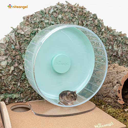 Niteangel Super-Silent Hamster Exercise Wheels: Quiet 10 inch Running Wheel | Can 10.6-13.4" Adjustable Height - No Bend Back Spinner Running for Dwarf Syrian Hamster Gerbils Mice Or Other Small Animal - color: Mint Green, size: Medium