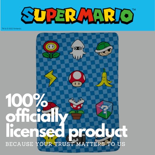 Super Mario Bros. Kids Bedding Super Soft Cozy Throw Blanket, 62 in x 90 in, (Officially Licensed Product) By Franco Kids - color: Super Mario Checkered, size: 62 in x 90 in