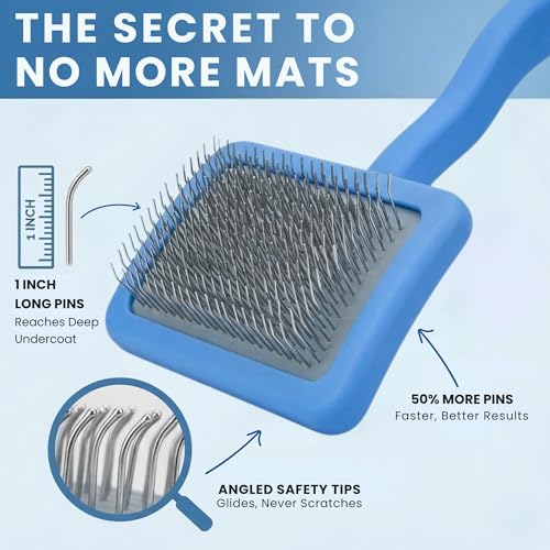 Slicker Brush for Dogs, Pet Grooming Brushes for Doodles & Poodles, Large | Best Brush For Long Haired Dogs, Dematting Comb & Deshedding Tools For Goldendoodle Coats, Puppy Matting Grooming Supplies - size: Large