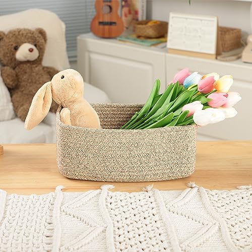 MiniArk Small Storage Baskets for Organizing | Closet Organizer Bins | Shelf Toy Basket | Woven Rope Baskets | Cube Decorative Box | Shallow Basket | 11.5x7.5x4.7” | 4 Packs Mixed Brown - color: Brown, size: 4pcs-L11.5xW7.5xH4.7"
