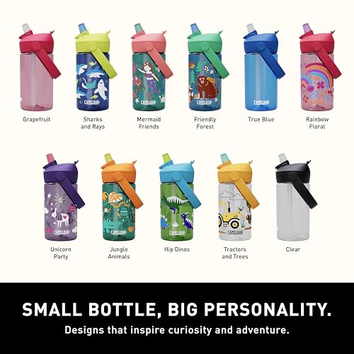 CamelBak Thrive Flip Straw Kids Water Bottle with Bite Valve, Tritan Renew Design for School and Travel, 14oz, Rainbow Floral - color: Rainbow Floral