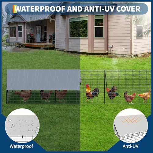 Large Metal Chicken Run Tunnel Waterproof Cover Outdoor Poultry Coop
