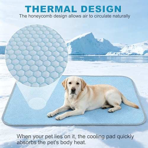 Large Dog Cooling Mat Ice Crystal Heat Dissipation,36x24in | Ice Crystal Structure,Cooling Fabric,Reinforced Design,Non-Slip Bottom