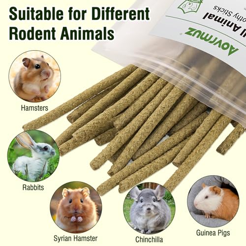 Timothy Hay Sticks for Rabbits Guinea Pigs Hamsters 200g - Natural Bunny Chew Treats,Rabbit Toys,Dental & Digestive Health for Small Animals