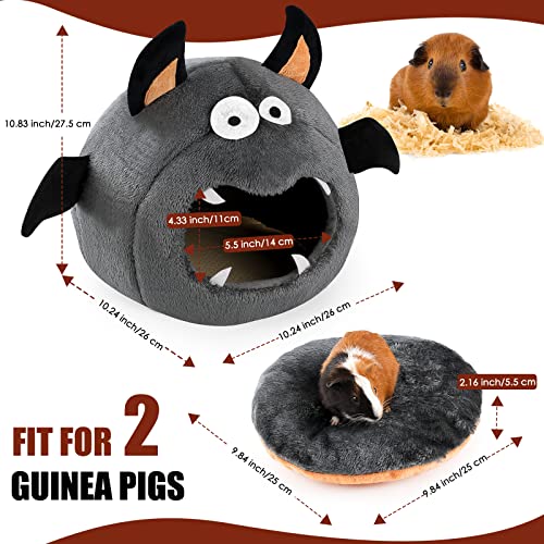 Guinea Pig Hideout - Guinea Pig Bed, Halloween Style Small Pet Hides, Ideal Bed for Small Pets, Bat Shape, Dark Gray