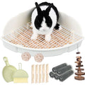 RUBYHOME Rabbit Litter Box Large Bunny Guinea Pig Corner Litter Box Potty Trainer Bigger Pet Pan Hamster Bedding Cage Litter Fanshaped for Adult Guinea Pigs Chinchilla Ferret, 20 in x 13.2 in x 6 in