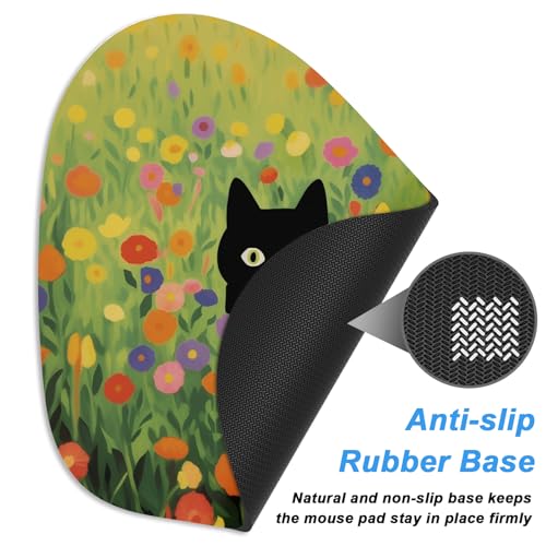 Rimilak Small Mouse Pad 6 x 7 Inch, Irregular Mini Mousepad, Green Grass Cat - color: Green Grass Cat, size: 7L x 6W inches