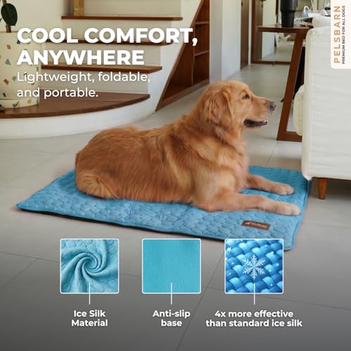 Dog Cooling Mat, Ice Silk Self-Cooling Pad, Light Blue, XL - color: Light Blue, size: X-Large