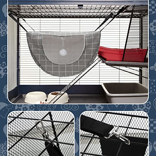 Unittype 2 Pieces Cat Cage Hammock Hanging Pet Bed Double Layer Soft Plush Hanging Pet Comfortable Hammock Bed for Indoor Kitten Ferret Hamster Rabbit or Small Animals, 2 Styles(Plaid) - size: Plaid