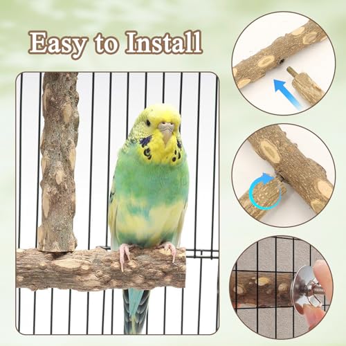 7 Pieces of Bird Perches for Cage, Parakeet Cage Accessories, Bird Perches Nature Wooden Bridge Suitable for Parakeets, Lovebirds, Cockatoos, and Parrots Exercise Training