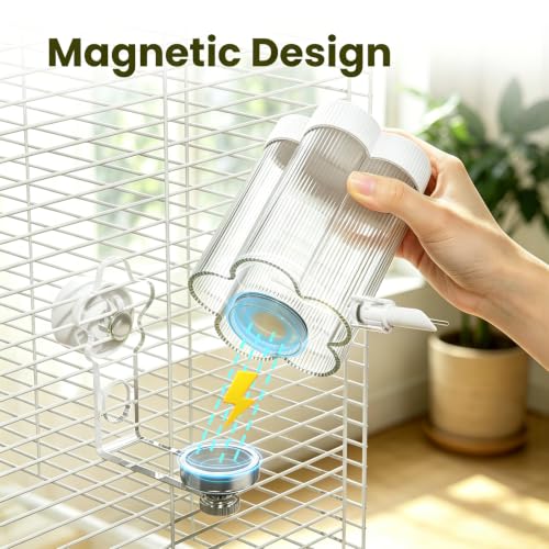 8.4 Oz No Mess Bird Water Feeder, Auto Parrot Cage Water Dispenser (White) | Magnetic Mount, Drip-Free, Easy Top Refill, Mount Inside or Outside Cage, for Parakeets Cockatiels Budgies Lovebirds Canary - color: White